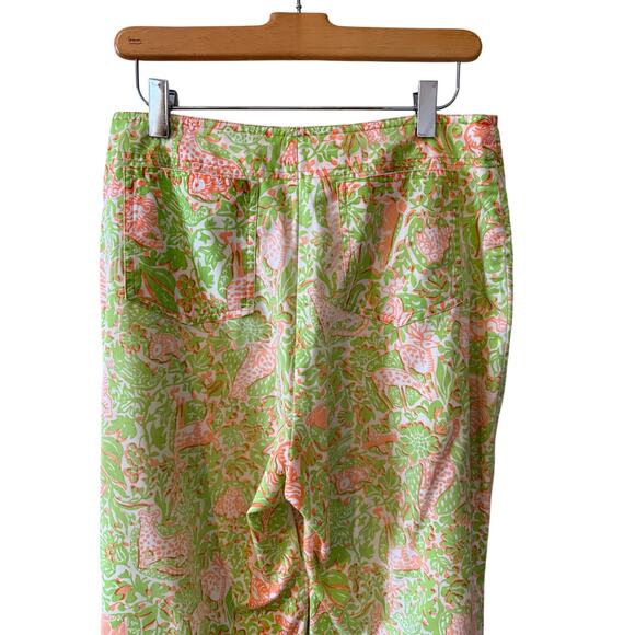 Vintage 60s 70s The Lilly Lilly Pulitzer Flare Leg Pants Green Tiger Owl Print - Picture 7 of 13